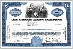 1959 The Grand Union Company Scranton Pennsylvania 100 azioni certificato azionario - Foto 1 di 2