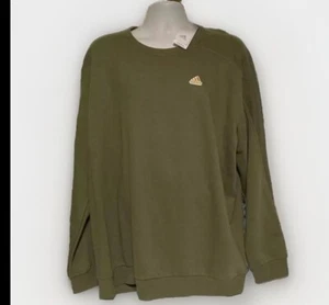 NEW Adidas Mens Pullover Rib Crew Sweatshirt Size XL Olive Green HF2202 29"P-P - Picture 1 of 8