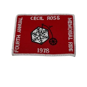 Vtg 1978 Snowflake Wheel Penny Farthing Bicycle Patch Cecil Ross Memorial Bike - Picture 1 of 2