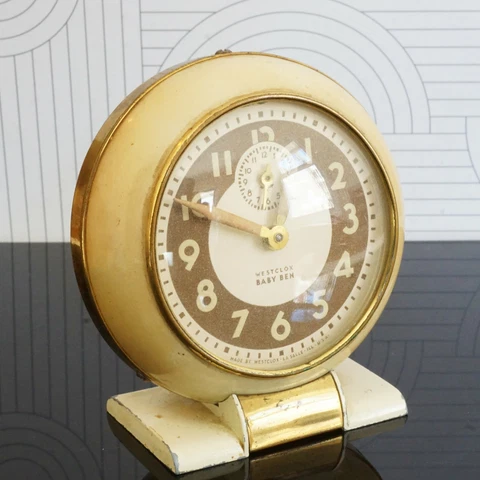 1940s Vintage WESTCLOX Baby Ben Style 5 Ivory Luminous Chime Alarm Clock Cover