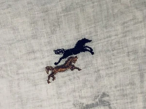 VTG White Voile with Embroidered Black & Brown Stallion Running Horses BTHY - Picture 1 of 7