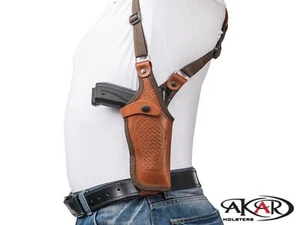 Vertical Shoulder Leather Holster Fits Walther PPX 9mm, .40 S&W - Picture 1 of 9