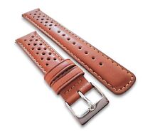 Italian Premium Leather Perforated Watch Strap Band 18mm 20mm 21mm 22mm Chestnut