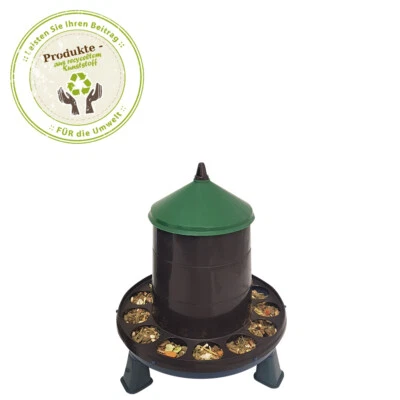 Geflügel Futterautomat Kunststoff 2 kg mit Füßen Recycling Hühner Futterautomat - Bild 1 von 4