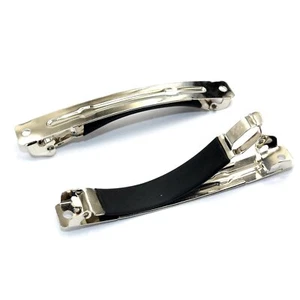 10pcs Silver Metal French Hair Clips - Blank Barrette with Rubber Cover - Picture 1 of 9