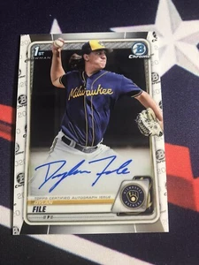 2020 Bowman Chrome Dylan File Auto 1st Bowman #CPA-DF MILWAUKEE BREWERS - Picture 1 of 2