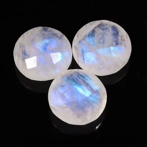 Natürlicher Regenbogen Mondstein facettierter Schnitt 3 Stck. Runde Form Edelstein 12 mm 15 Ct - Bild 1 von 2