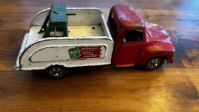 Vintage Buddy L Emergency Auto Wrecker Tow Truck - Pressed Steel Toy - 16” - Image 1 of 4