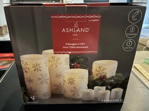 New Ashland 8 Flameless Snowflake Candle w/Remote - Pillar to Votive - Christmas - Picture 1 of 14