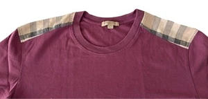 Authentic Burberry London England Burgundy Cotton T-Shirt M - Picture 1 of 19