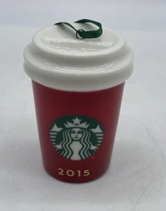 Starbucks Kaffee Rot Tasse Becher Christmas Ornament Miniatur 2015 Keramik 2,5" - Bild 1 von 8
