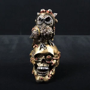 Steampunk Eule auf Totenschädel Dekofigur Halloween Gothic Sammlerfigur IM139 G - Bild 1 von 4