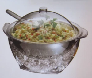 NEW Stainless Steel Salad Bowl Set & Salad Servers - Ice Keeps Your Foods Cold - Picture 1 of 14