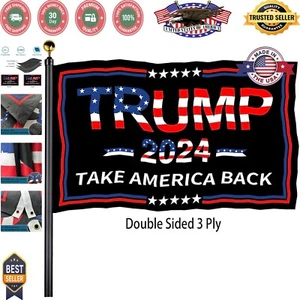 3-Ply Trump 2024 Flag Banner with Brass Grommets - Ideal for Activism - Picture 1 of 9