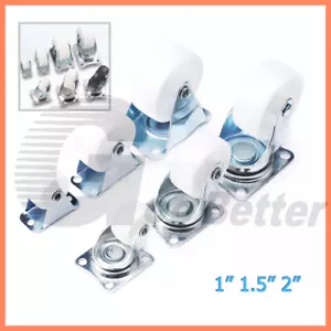 PP Nylon Castors Casters Nylon Wheels Swivel Small Mini Wheels Furniture White - Picture 1 of 17