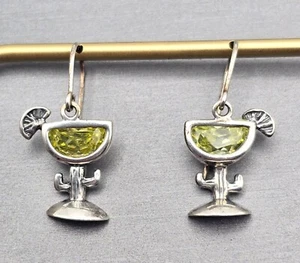 Silpada Shube Sterling Silver Margarita Cactus Lime Peridot Earrings Retired - Picture 1 of 7