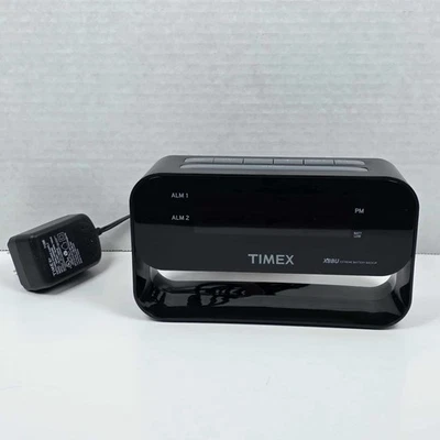 Timex T128 Alarm Clock w/ 24 Hour Set & Forget Alarm 0.9" Red Display - Black - Image 1 of 4