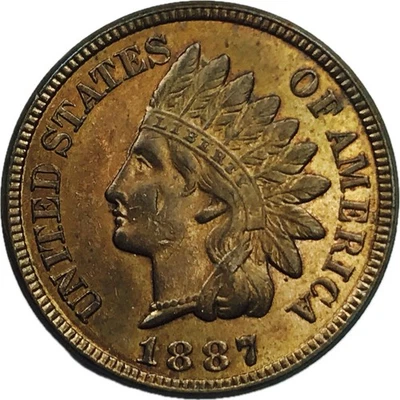 ¡CENTAVO CABEZA INDIA 1887! ¡ROJO! GEMA BU+++! CARACTERÍSTICAS DE PRUEBA! ¡IRREAL! NR #P1214 Foto 1 de 3