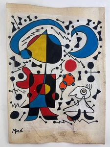 JOAN MIRO COA art painting original drawing vintage paper signed stamped - Picture 1 of 3