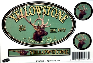 Yellowstone National Park Wyoming Montana Idaho Est. 1873 Elk TGT Stickers - Picture 1 of 1