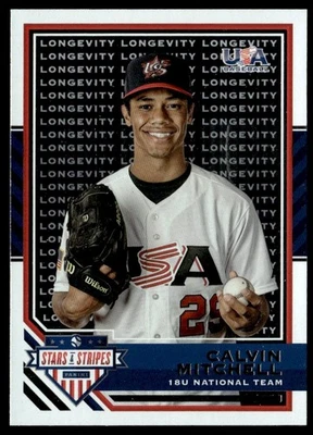 2017 Panini Stars and Stripes Longevity Calvin Mitchell USA #44 - Image 1 of 2