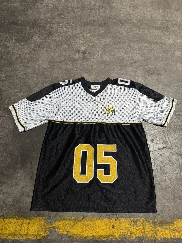 Винтажная футболка FUBU 05 XL белая черная желтая сетка хип-хоп Y2K - Изображение 1 из 4