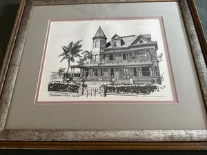Key West FL Southernmost House Feder- und Tuschezeichnung LEE gerahmt 20,5 x 17,5 Zoll - Bild 1 von 11