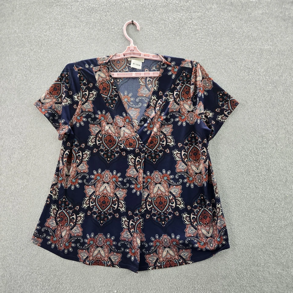 Blusa Pullover Dana Buchman Mujer XL Azul Marino Cachemira Cuello en V Foto 1 de 4