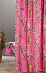 REALTREE AP FUCHSIA HOT PINK CAMOUFLAGE SHOWER CURTAIN - CAMO BATH ACCESSORIES