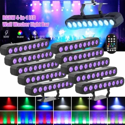 90W RGBW 9LED Wall Wash Light Strobe DMX Stage Disco Party Lighting Halloween - Image 1 of 4