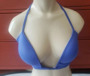 PINK by Victorias Secret  Blue Halter  Padded Bikini Top  Size Large   - Picture 1 of 8
