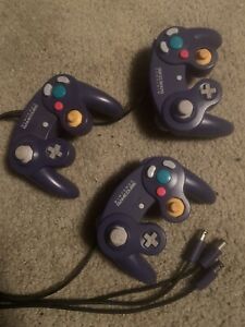 3 Lot Original Nintendo GameCube Controller  Purple
