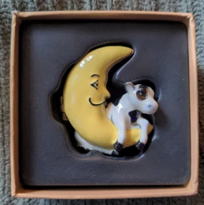 MONET  "COW JUMPS OVER MOON" Collectible Enamel Keepsake Trinket Box - Picture 1 of 3