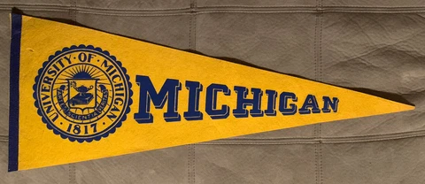 Vintage University of Michigan Felt Pennant Rare Yellow Artes Scientia Veritas Cover