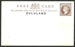 ZULULAND QV HALF PENNY POST CARD (TYPE A) UNUSED - Picture 1 of 2