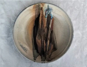ENCANTADOR TAZÓN DE CERÁMICA DE ESTUDIO GRANDE HECHO A MANO POCO PROFUNDO CON PATRÓN DE ESMALTE DE GOTEO - Imagen 1 de 8
