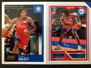 Tarjetas de novato Tyrese Maxey 2020-21 Panini Chronicles Score + Threads - Lote de 2 cartas - Imagen 1 de 2