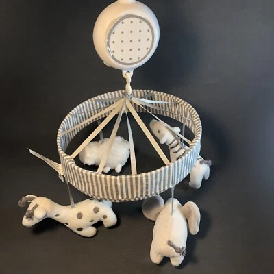 Jungle Safari Musical Baby Crib Mobile Gray & White Animals 9" -Arm Not Included - Image 1 of 4