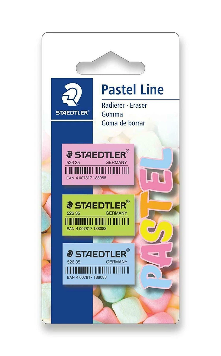 STAEDTLER Vinyl-Radiergummi-Halter (3er-Pack) – Einziehbare Radierer Für Präzises Arbeiten, Latexfrei, In Pastellfarben