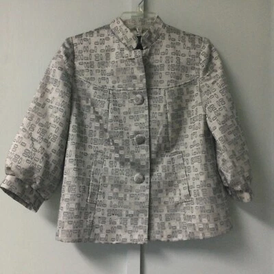 GEORGE Women's Size 6 Jacquard Blazer Jacket  Lined Button Up Balloon Sleeve New - Image 1 of 4