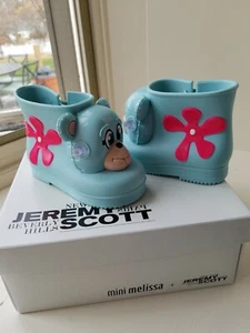 New Mini Melissa Jeremy Scott Blue Monkey Rain Boots 7 8  08013C - Picture 1 of 5