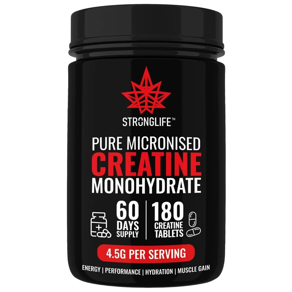 STRONGLIFE Creatine Monohydrate - 180 Tablets 4500mg - Micronized Creatine 4 Muscle Growth
