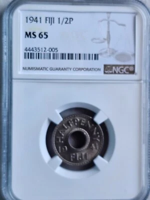 Fiji 1/2 Penny 1941 NGC MS 65 - Image 1 of 2