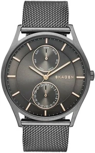 Skagen SKW6180 Men's Holst Multifunction Stainless Steel Black Grey Mesh Watch - Picture 1 of 4