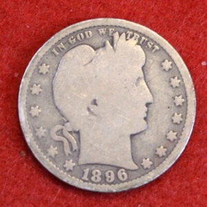 1896 Barber Quarter 90% Silver Coin BQ567 - Picture 1 of 2