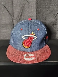 New Era Miami Heat Hardwood Classics Snapback Hat - Denim Aztec Bill Adjustable - Bild 1 von 5