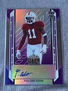 2021 Paulson Adebo Leaf Metal Draft Purple Base /25 - Picture 1 of 3