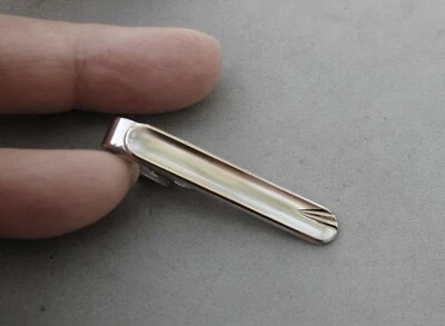 Barra de cierre de corbata Speidel Mid-Century moderna vintage tono plata 2 3/4" x 1/4" EE. UU. Foto 1 de 4