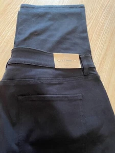 LL Bean Womens Classic Fit Straight Leg Cropped Pants Sz 20 Black Tencel New - Picture 1 of 4