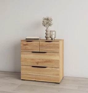 Brand New Modern Bedroom Chest Of Drawers Tokyo 27 in Oak Mauvella 72cm - Picture 1 of 6
